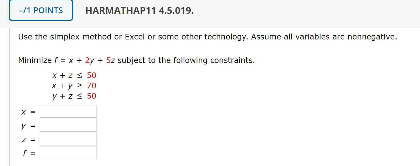 -/1 POINTS HARMATHAP11 4.5.019. Use the simplex