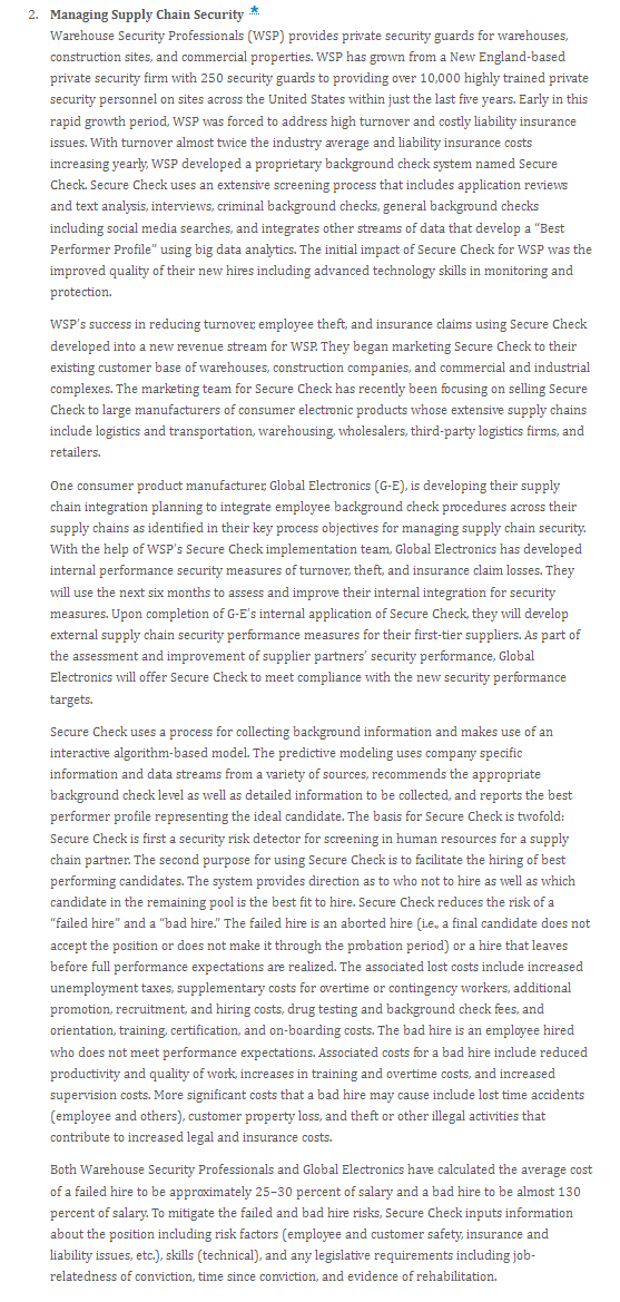 2. Managing Supply Chain Security * Warehouse