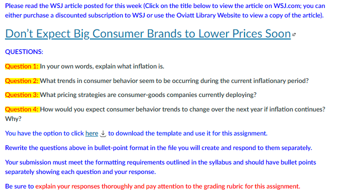 Please read the WSJ article posted for this week