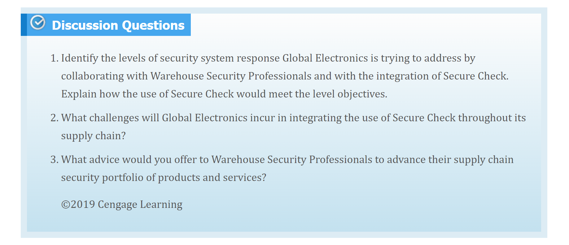 2. Managing Supply Chain Security * Warehouse