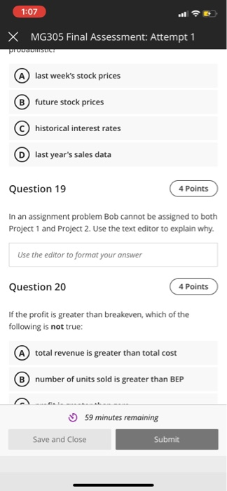 1:07 X MG305 Final Assessment: Attempt 1