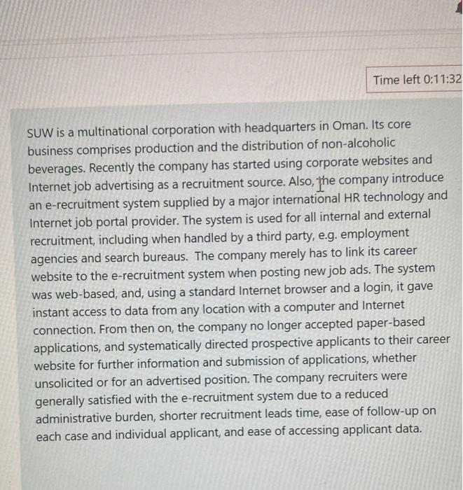 Time left 0:11:32 SUW is a multinational