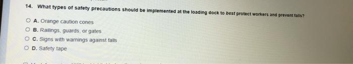 15. Tina is doing some health and safety training