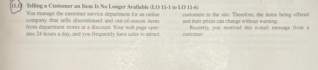 (11.15 Telling a Customer an Item Is No Longer
