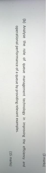 (3 marks) (b) Analyse the role of queue