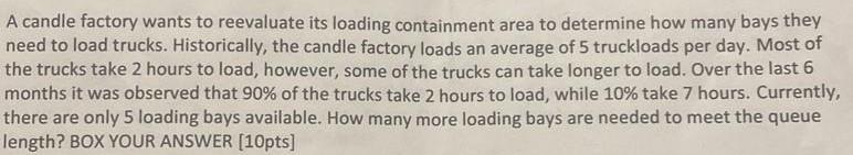 A candle factory wants to reevaluate its loading