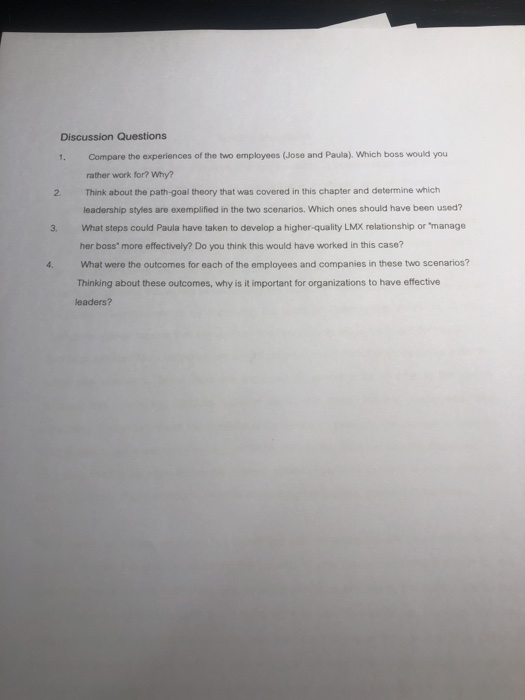 I need the answer question 3 and 4 Which Boss