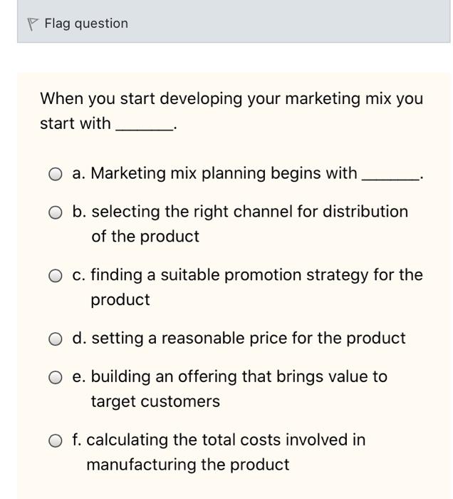 Flag question When you start developing your