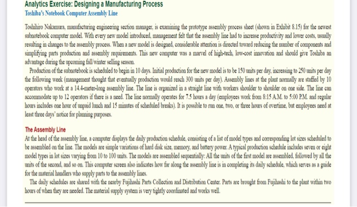 Analytics Exercise: Designing a Manufacturing