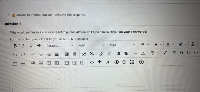 Moving to another question will save this
