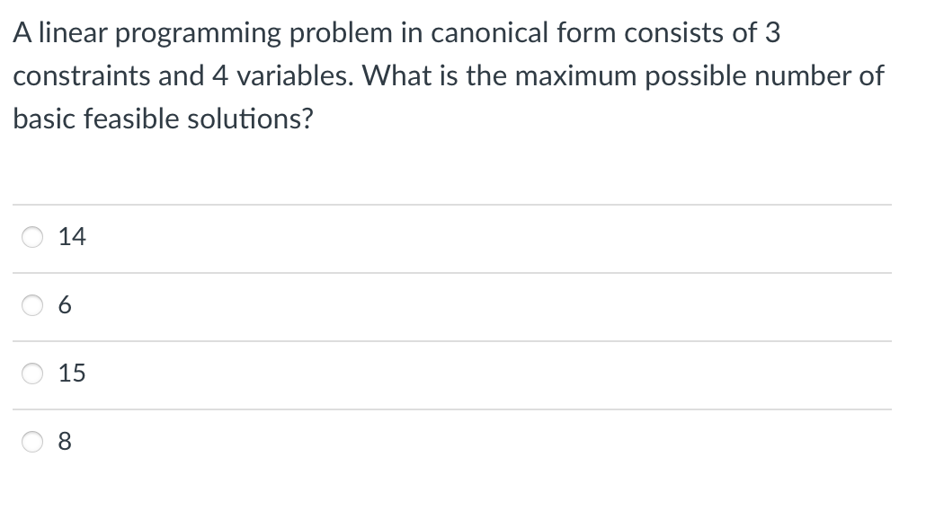 A linear programming problem in canonical form