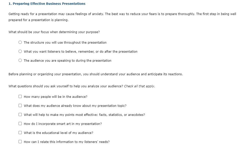 1. Preparing Effective Business Presentations