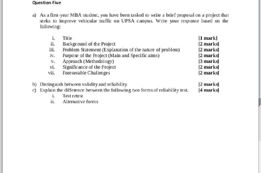 Question Five a) As a first-year MBA student, you
