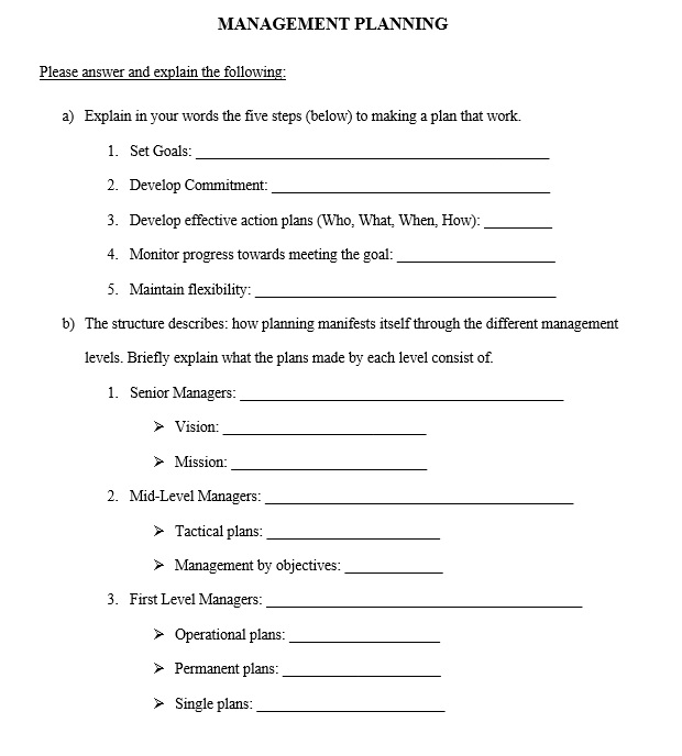 Can you help with the management planning