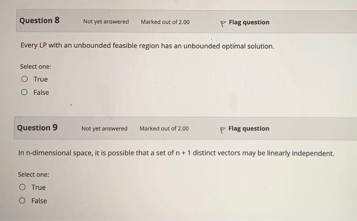 Question 8 Not yet answered Marked out of 2.00