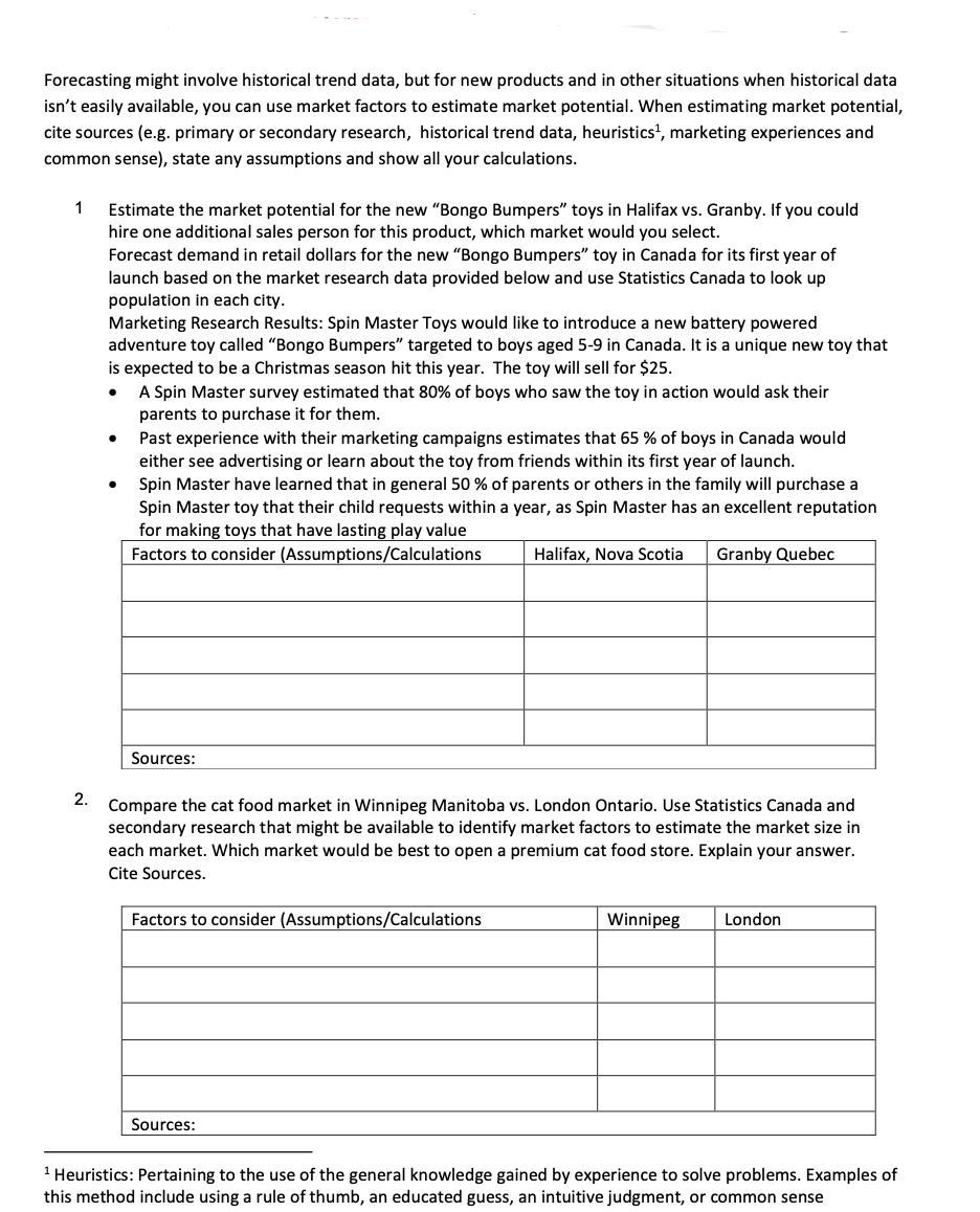 Forecasting might involve historical trend data,