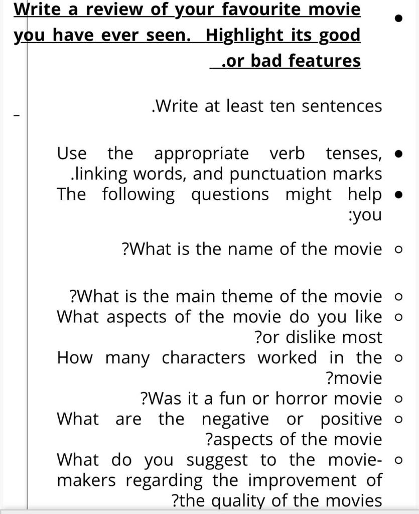 Write a review of your favourite movie you have