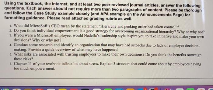 Using the textbook, the internet, and at least