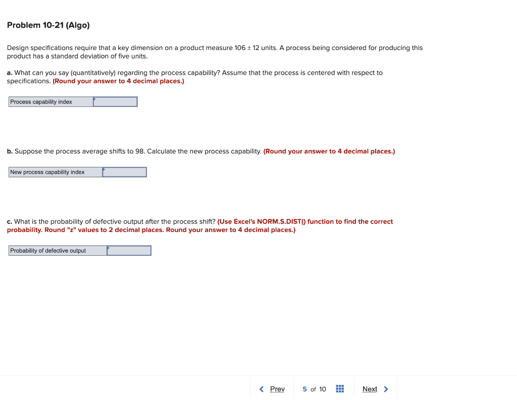 Problem 10-21 (Algo) Design specifications
