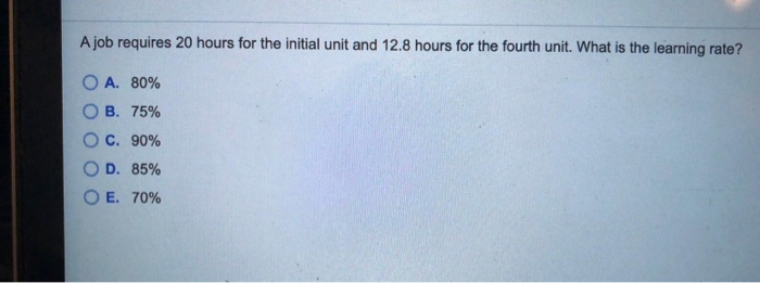 A job requires 20 hours for the initial unit and