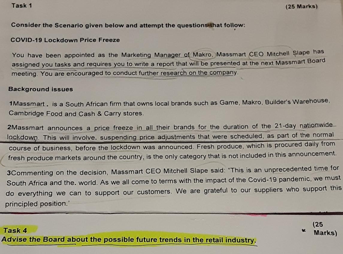 Task 1 (25 Marks) Consider the Scenario given