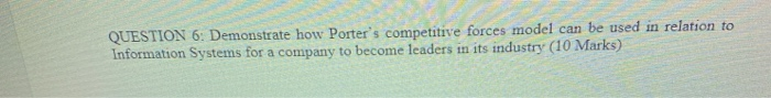 QUESTION 6: Demonstrate how Porter's competitive