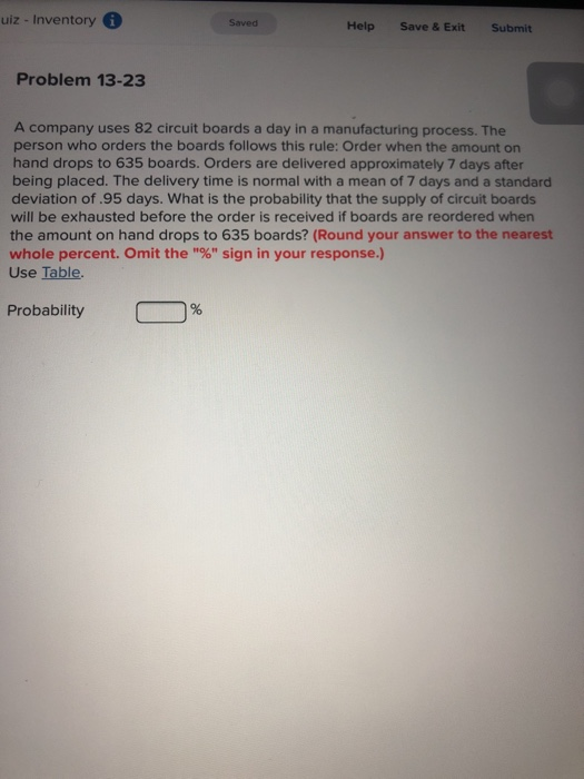 uiz - Inventory 6 Saved Help Save & Exit Submit