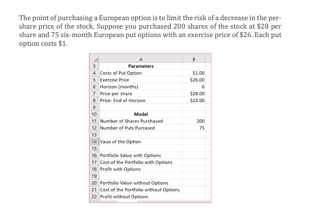 1. Build a spreadsheet using excel to show the