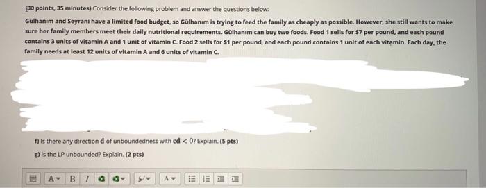 30 points, 35 minutes) Consider the following