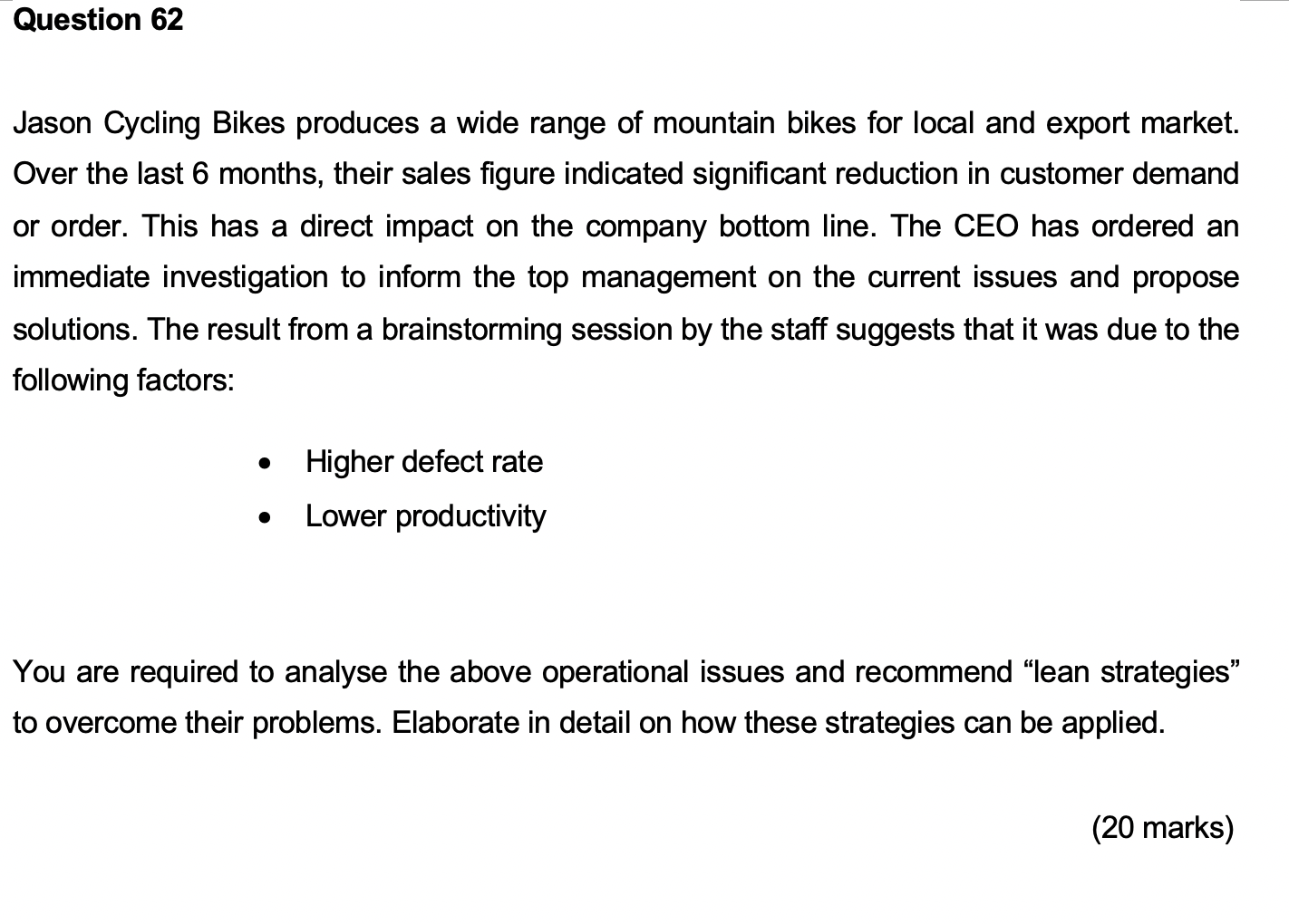 LEAN AND AGILE Question 62 Jason Cycling Bikes
