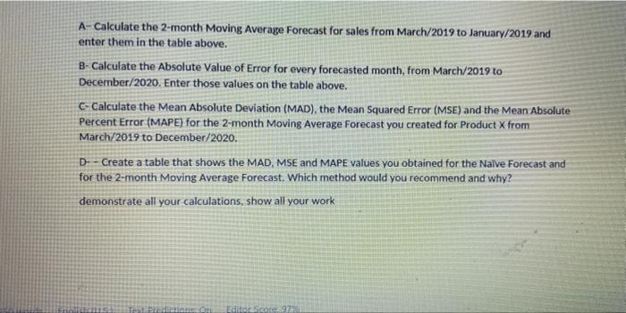 Montn Actual Sales (# of Product x) 2-Month