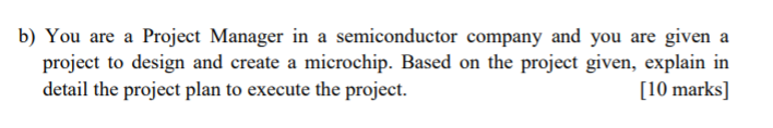 b) You are a Project Manager in a semiconductor