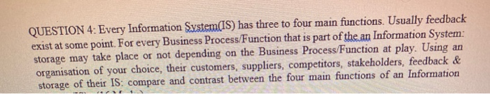 QUESTION 4: Every Information System(IS) has