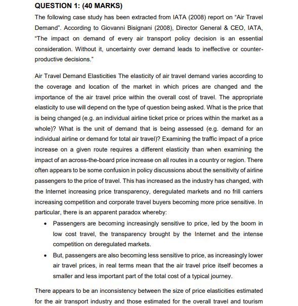 QUESTION 1: (40 MARKS) The following case study