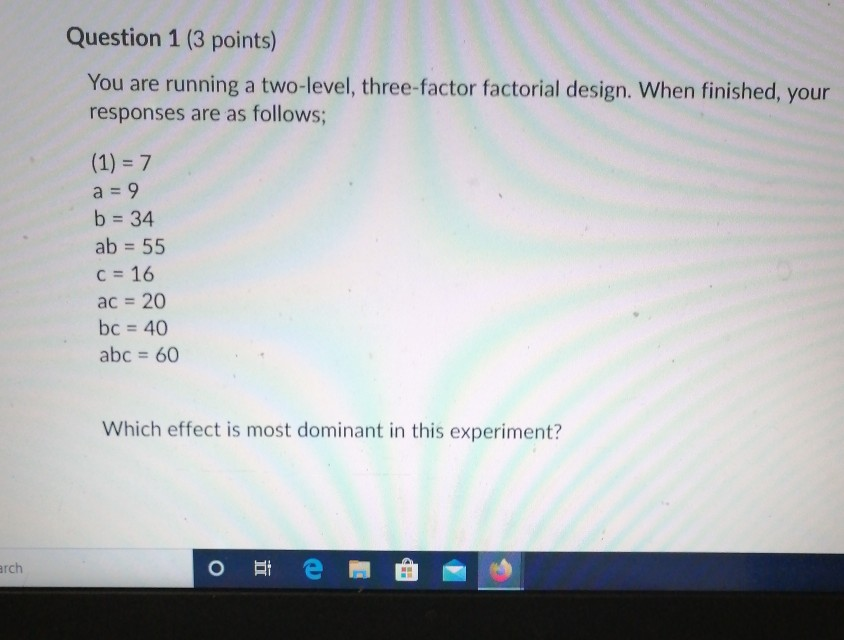 Question 1 (3 points) You are running a