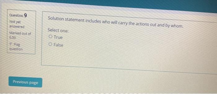 Question 9 Solution statement includes who will