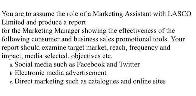 Subject: Marketing Please help! You are to assume
