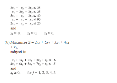 3. For each of the following linear programming