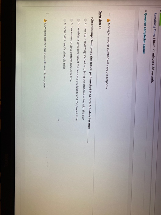 Remaining Time: 1 hour, 25 minutes, 38 seconds.