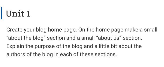 need new answer Unit 1 Create your blog home