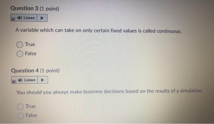 Question 1 (1 point) Listen The Rand() function