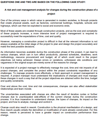 QUESTIONS ONE AND TWO ARE BASED ON THE FOLLOWING