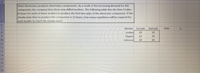 please show all formulas to use in excel Orion