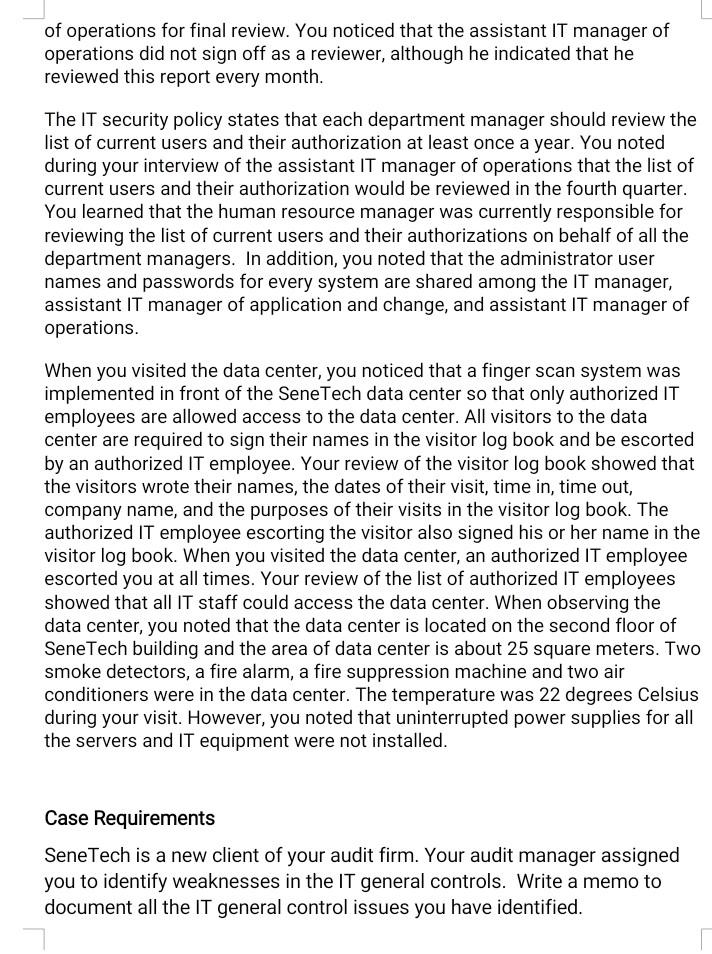 Group Assignment #2 (20%) SeneTech Inc.