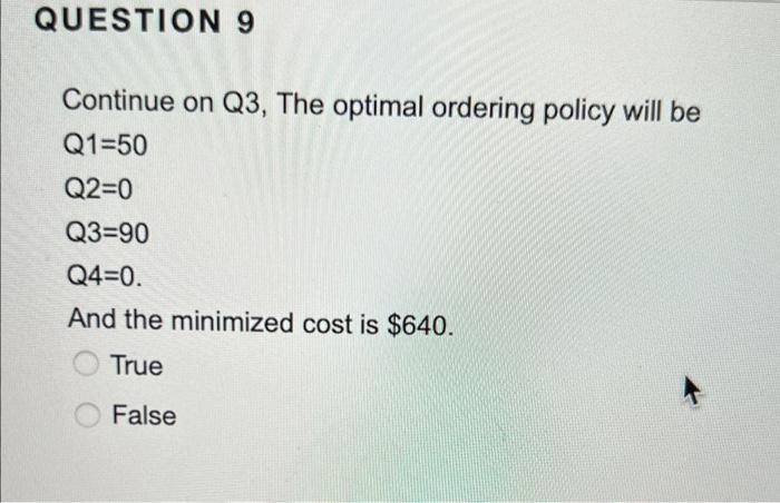 solve for Q9 with Q3 reference QUESTION 9