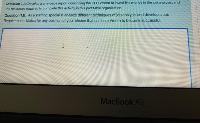 Question 1.A: Develop a one-page report