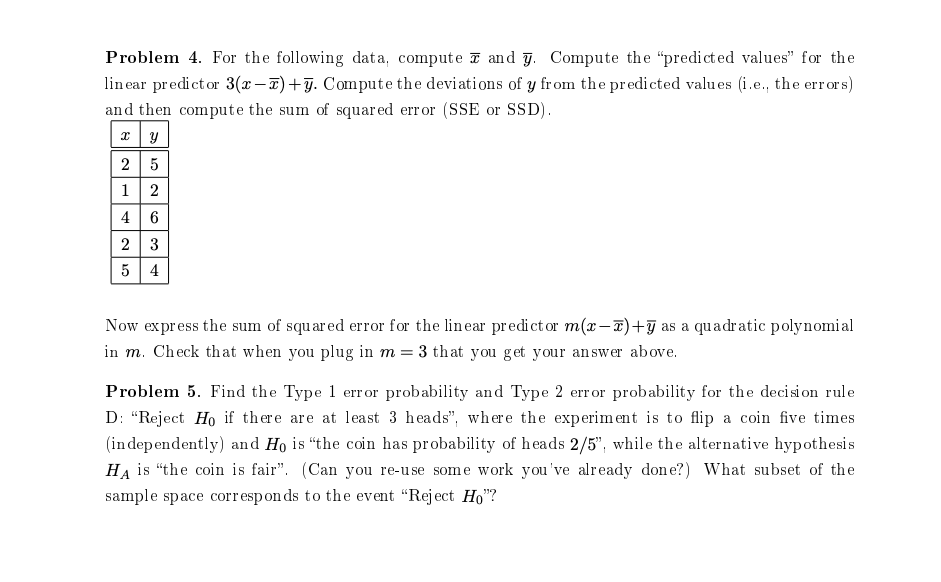 Problem 4. For the following data, compute i and