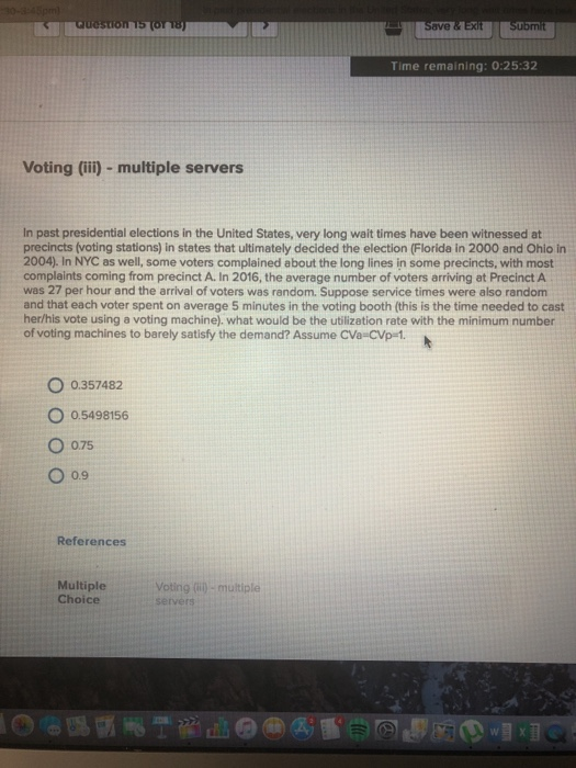 Question 15 7018) Save & Exit Submit Time