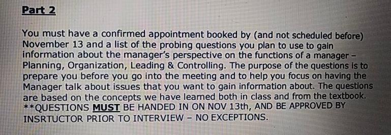 Interviewing a Manager - Individual Assignment -