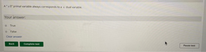 A" 20" primal variable always corresponds to a s